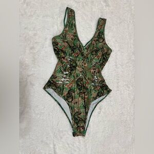 New 2xl green camo Dino bodysuit top blouse festival rave raver boho outfit